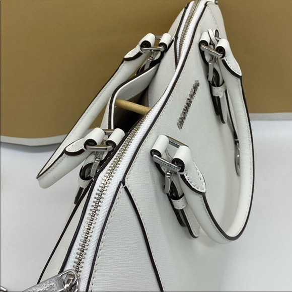 MICHAEL KORS CIARA LARGE TZ SATCHEL OPTIC WHITE - Picture 8 of 16